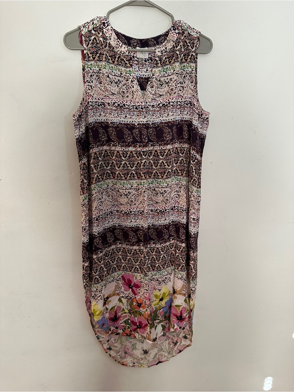 Cupio Sleeveless Midi Dress in Pink, Brown and Green Floral Mix